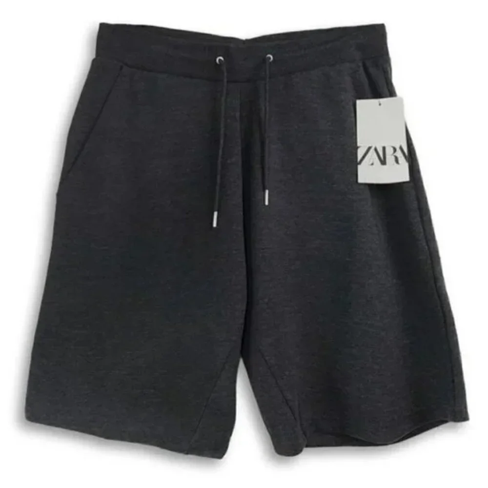 New ZARA Men's Cotton Blend Fleece Casual Active Bermuda Shorts